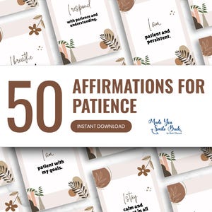 Afirmación de paciencia, Tarjetas de afirmación, Autoestima, Confianza, Cuidado personal, Decoración de la oficina de terapia, Amor propio, Manifestación del tablero de visión