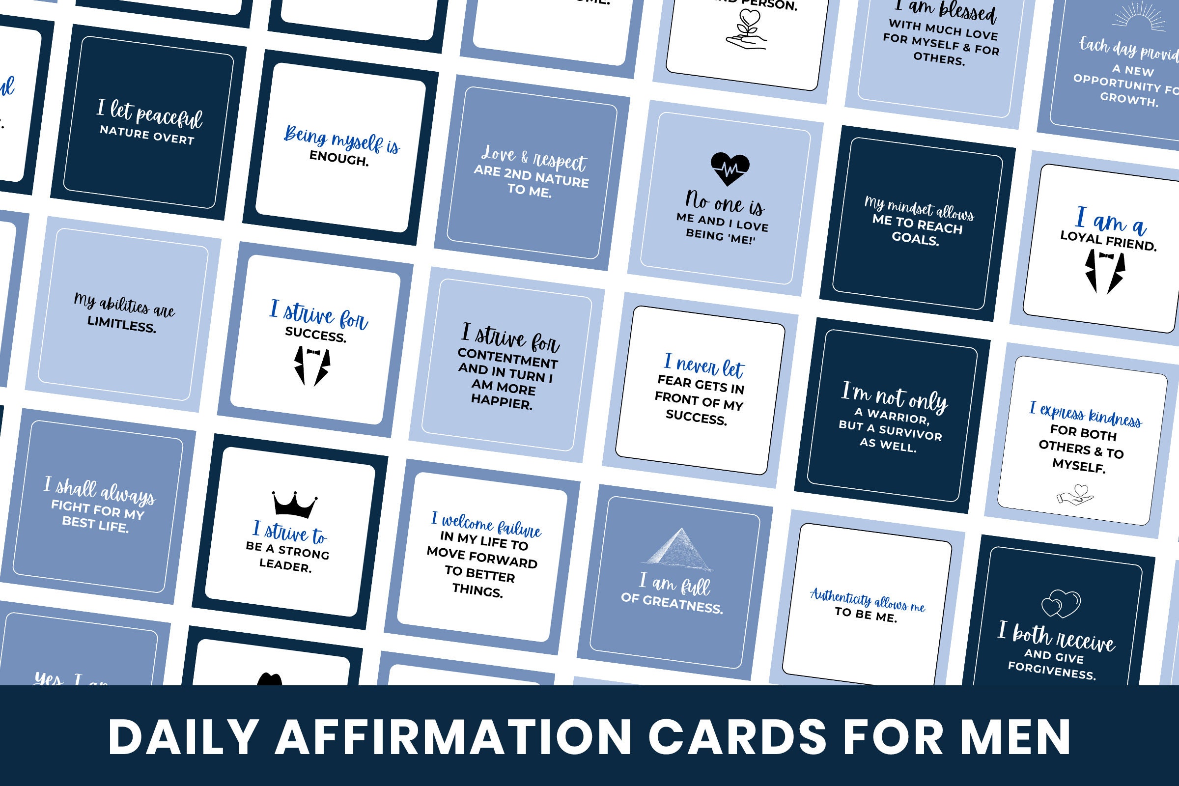 Printable Daily Affirmations Cards for Men Digital Positive ...