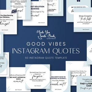 50 Good Vibes Quotes Instagram Post Template, Inspirational & Motivational Quotes, Canva Poster Templates, Social Media Post Template