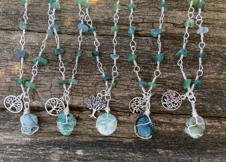 Tree  moss agate necklaceWild Growth crystal image 2
