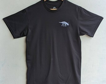 Embroidered Dinosaur Triceratops skeleton t-shirt