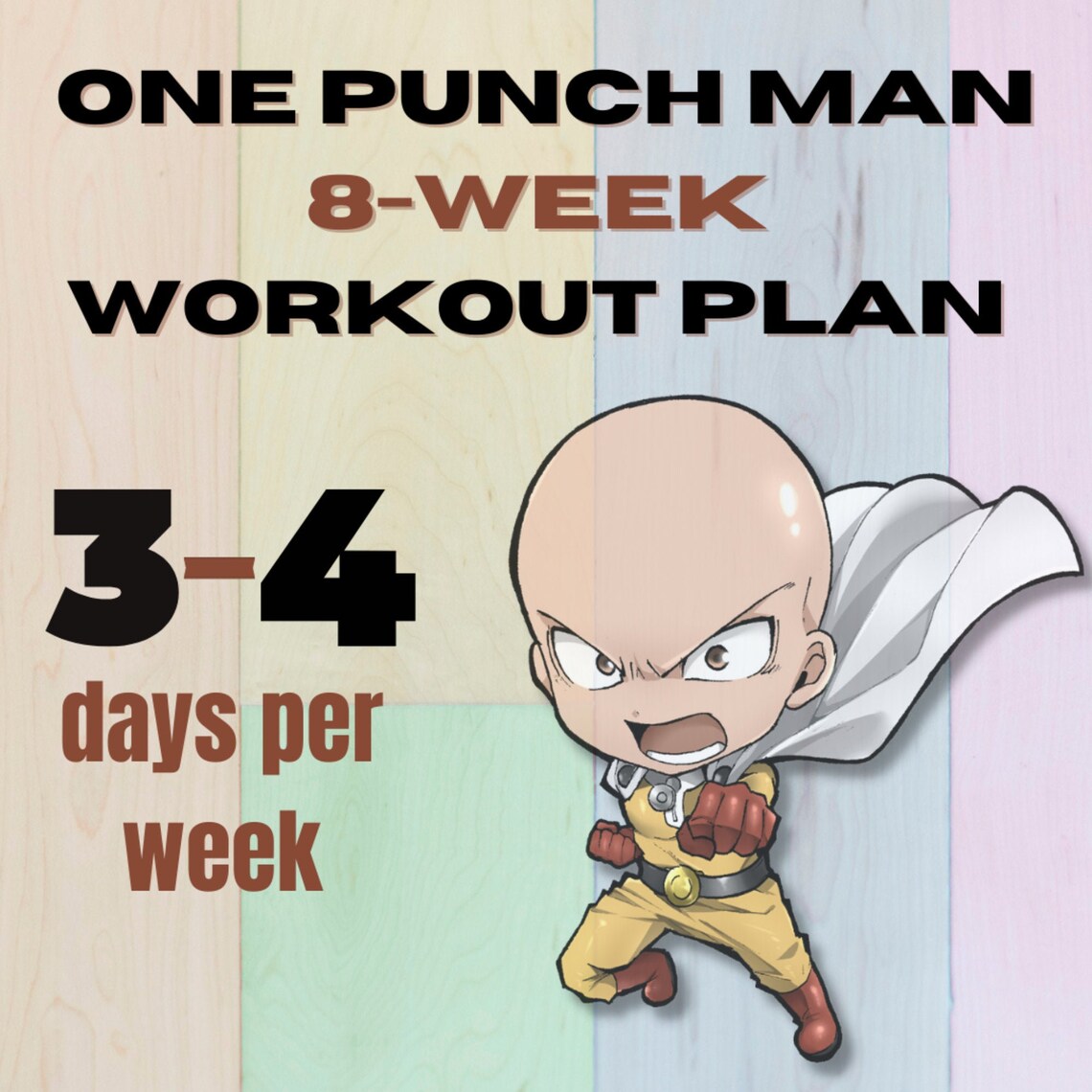 One Punch Man Eightweek Workout Plan Etsy