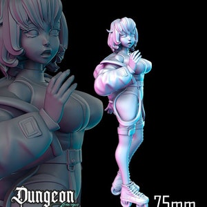 Inline Skate Pin-Up Miniature for Tabletop RPGs | Dungeon Pin-Ups | Dungeons and Dragons