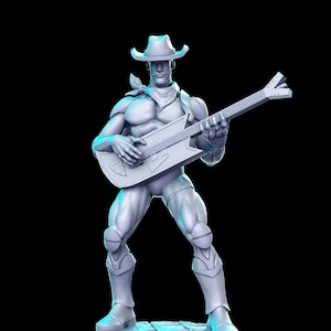 Bluegrass Silver Hawk Space Guitarist- RN Estudio Printed Miniature | Dungeons & Dragons | Pathfinder | Tabletop