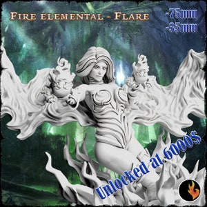Flare, Elementalist, Miniatura do gier RPG | Fantasy Girls STL Vol 2. | Dungeons and Dragons