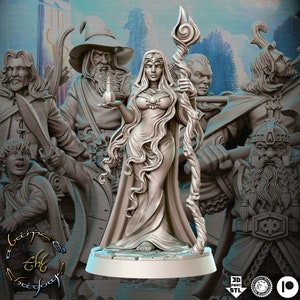 Miriel, Female Elf Wizard - RN Estudio Printed Miniature | Dungeons & Dragons | Pathfinder | Tabletop