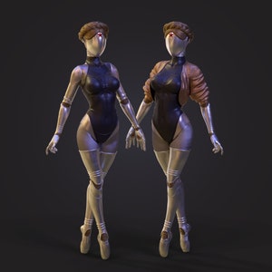 Robot Ballerina Pin-Up Miniature for Tabletop RPGs | Dungeon Pin-Ups | Dungeons and Dragons