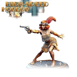Ruby "Red Vixen" LaRoux, KS24 High Speed Horrors - Cosmondo | Miniatura impressa em 3D | Dungeons & Dragons | Call of Cthulhu | Mesa