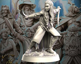 オーリエル、女性エルフ - RN Estudio プリントミニチュア | ダンジョンズ&ドラゴンズ | パスファインダー | テーブルトップ