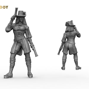 Female Gunslinger for Tabletop RPGs  | Golden Heroes STL | Dungeons and Dragons