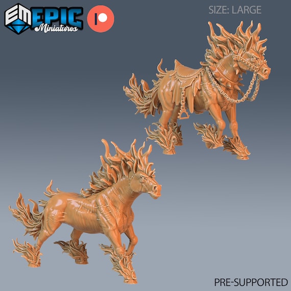 Nightmare Demon Horse large Creature Epic Miniatures Dungeons & Dragons  Pathfinder Tabletop 