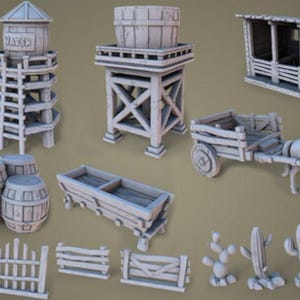 Wild West Frontier Scatter Terrain Set – 3D Printed Miniatures by Summoner’s Circle Minis