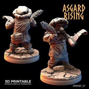 Dwarf Scholar Miniature for Tabletop RPGs | Asgard Rising | Dungeons and Dragons
