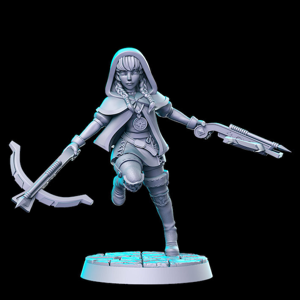 Mujer Linkle Rulian Crossbow - RN Estudio Printed Miniature / Dungeons & Dragons / Pathfinder / Tabletop