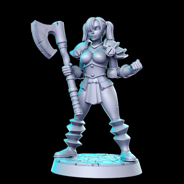 Female Chaos Warrior - RN Estudio Printed Miniature | Dungeons & Dragons | Pathfinder | Tabletop