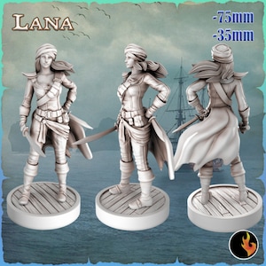 Lana, Pirate - Pirate Girls STL, Miniature for Tabletop RPGs | Dungeons and Dragons