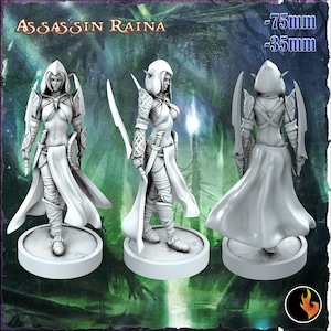 Raina, Elf Assassin, Miniature for Tabletop RPGs | Fantasy Elf Girls STL Vol 1. | Dungeons and Dragons