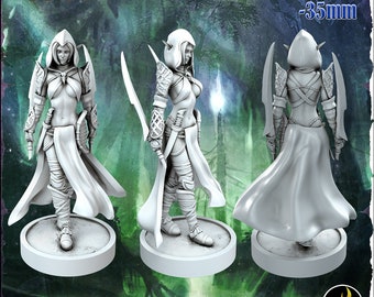 Raina, Elf Assassin, Miniature for Tabletop RPGs | Fantasy Elf Girls STL Vol 1. | Dungeons and Dragons