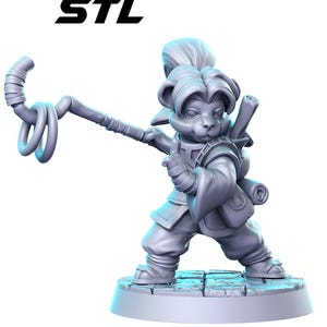 Lee Lee, Panda Folk Martial Artist | RN Estudio | 3d Printed Miniature | Dungeons & Dragons | Pathfinder | Tabletop Gaming