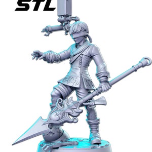 9S Spear Warrior - RN Estudio Printed Miniature | Dungeons & Dragons | Pathfinder | Tabletop