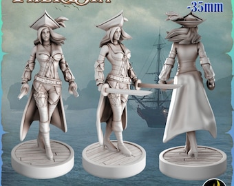 Therisia, Pirate - Pirate Girls STL | Miniature for Tabletop RPGs | Dungeons and Dragons