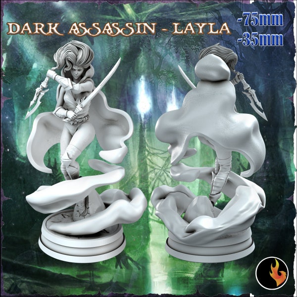 Layla, Elf Assassin, Miniature for Tabletop RPGs | Fantasy Elf Girls STL Vol 1. | Dungeons and Dragons