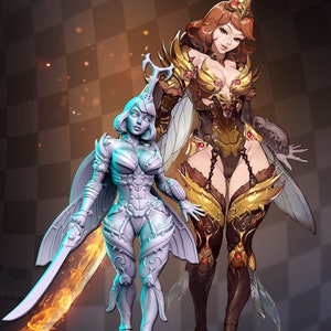 Nina, Insectoid Hunter Pin-Up Miniature for Tabletop RPGs | Dungeon Pin-Ups | Dungeons and Dragons