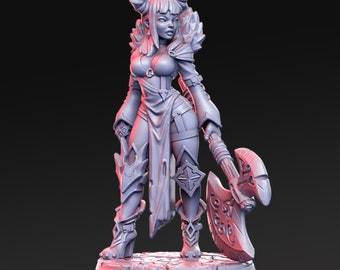 Soraya, Female Tiefling Barbarian - RN Estudio Printed Miniature | Dungeons & Dragons | Pathfinder | Tabletop