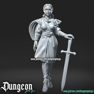 Espadachina, Swordswoman, Pin-Up Miniature for Tabletop RPGs | Dungeon Pin-Ups | Dungeons and Dragons
