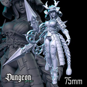 Uma Samurai Pin-Up Miniature for Tabletop RPGs | Dungeon Pin-Ups | Dungeons and Dragons