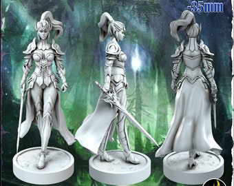 Lilith, Elf Paladin of Fighter, Miniature for Tabletop RPGs | Fantasy Elf Girls STL Vol 1. | Dungeons and Dragons