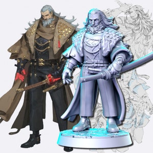 Fighter/Samurai/Ronin Miniature for Tabletop RPGs | Neokingdoms STL Vol 1. | Dungeons and Dragons