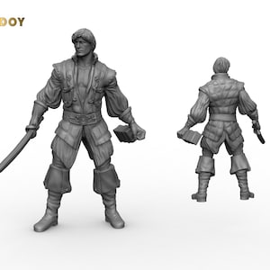 Swashbuckler Miniature for Tabletop RPGs  | Golden Heroes STL | Dungeons and Dragons