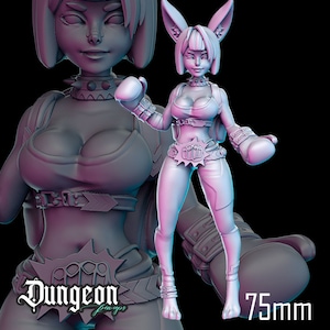 Boxing Bunny Pin-Up Miniature for Tabletop RPGs | Dungeon Pin-Ups | Dungeons and Dragons