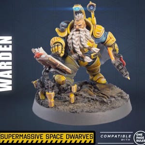 Space Dwarf Warden Miniature Kit, Multi-Part Resin Sci-Fi Commander, Tabletop Wargaming Proxy, Treadhead Rad