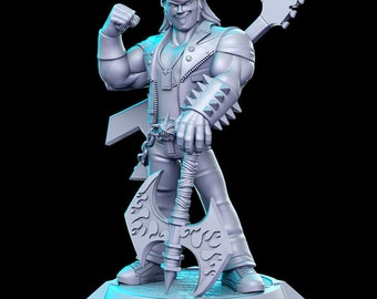 Eddie Rigs Metal Bard - RN Estudio Printed Miniature | Dungeons & Dragons | Pathfinder | Tabletop