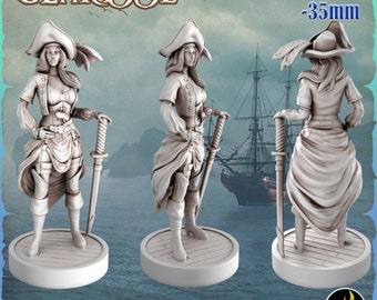 Clarisse, Pirate - Pirate Girls STL | Miniature for Tabletop RPGs | Dungeons and Dragons