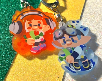 Splatoon Candied Squidkids Kaori Orange John Blue Mascots Splattershot Frosted Colored Acrylic Charms
