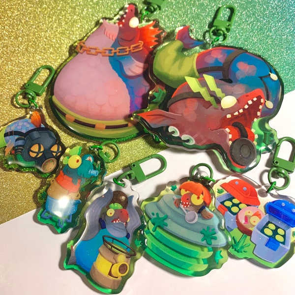 Splatoon King Boss Salmonid Cohozuna Horroboros stinger Big shot flyfish Glitter Epoxy Acrylic Charms