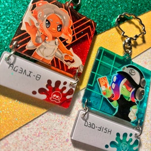 Splatoon Side Order - Agent 8 Dedf1sh Color Chip Linked Glitter Epoxy Acrylic Charms