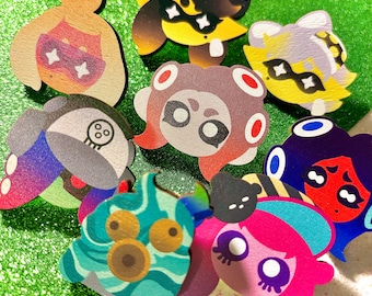 Splatoon Hotlantis WV3 + ALT Off the Hook Squid Sisters Agent 8 Wooden Pins