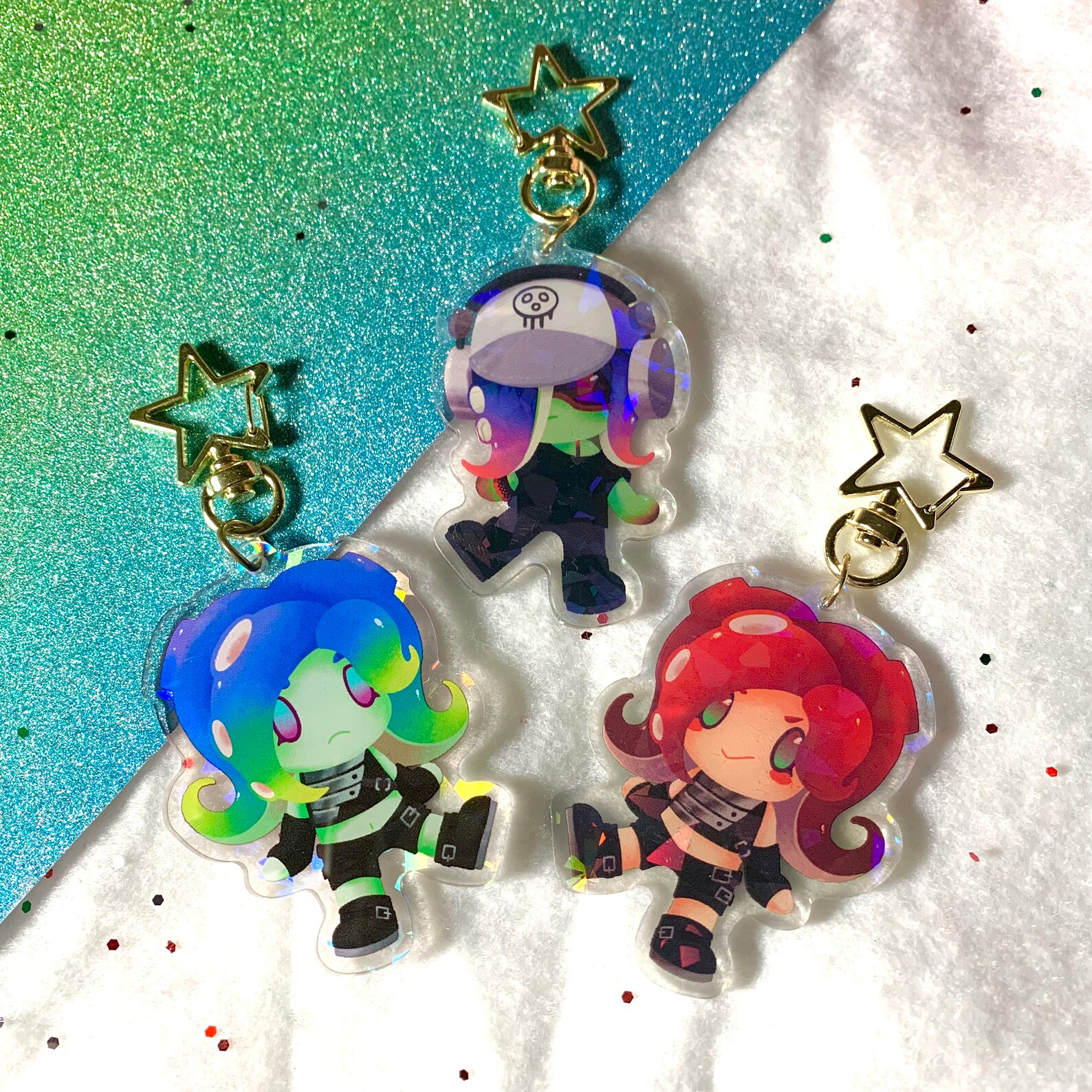 Splatoon Octoling Soldier Dedf1sh Holographic Acrylic Charms Etsy