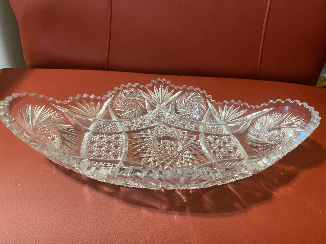 Beautiful Heavy Lead Crystal Serving Platter Etsy