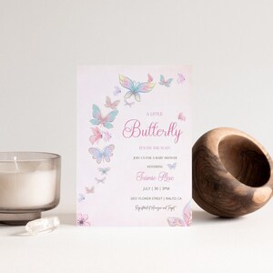 Butterfly Baby Shower Invitation,Editable Template, Modern Butterfly Baby Girl Invitation, Instant Download, Canva