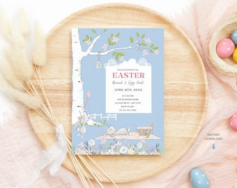 Editable Easter Egg Hunt Invitation, Bunny Invitation, Spring Egg Hunt, Easter Invitation, Instant download, Canva