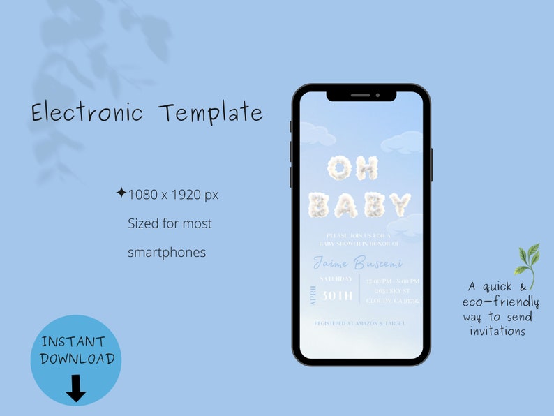 A Little Blue Cloud is on the Way Fun and Editable Baby Etsy