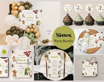 Editable Shrek Birthday Party Bundle – Canva Templates (Digital Download)