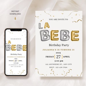 Customizable Peso Pluma Birthday Invitation Template | La Bebe Birthday Party Theme | Editable and Printable | Instant Digital Download