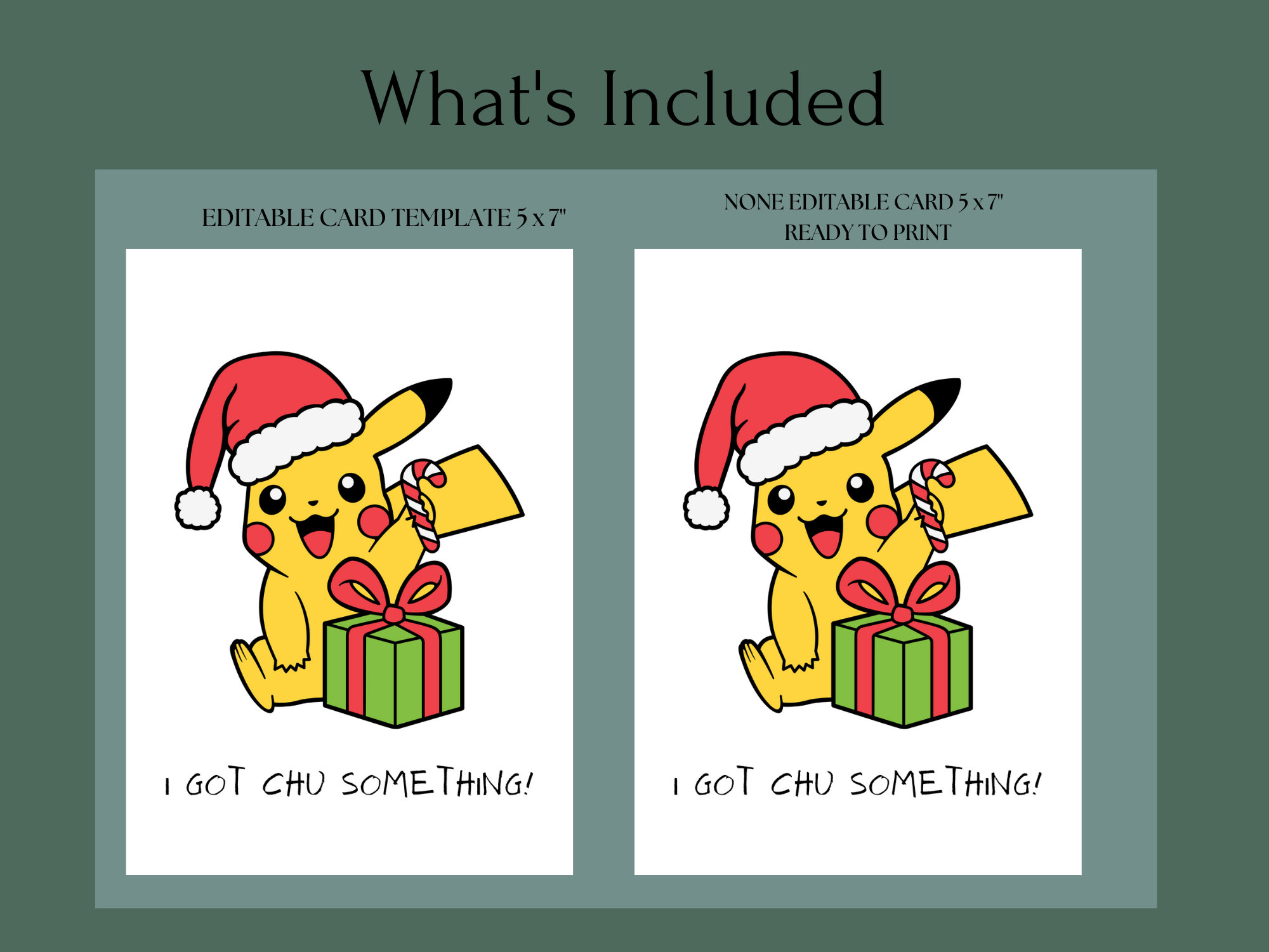 pikachu christmas card, funny christmas card, i got chu something