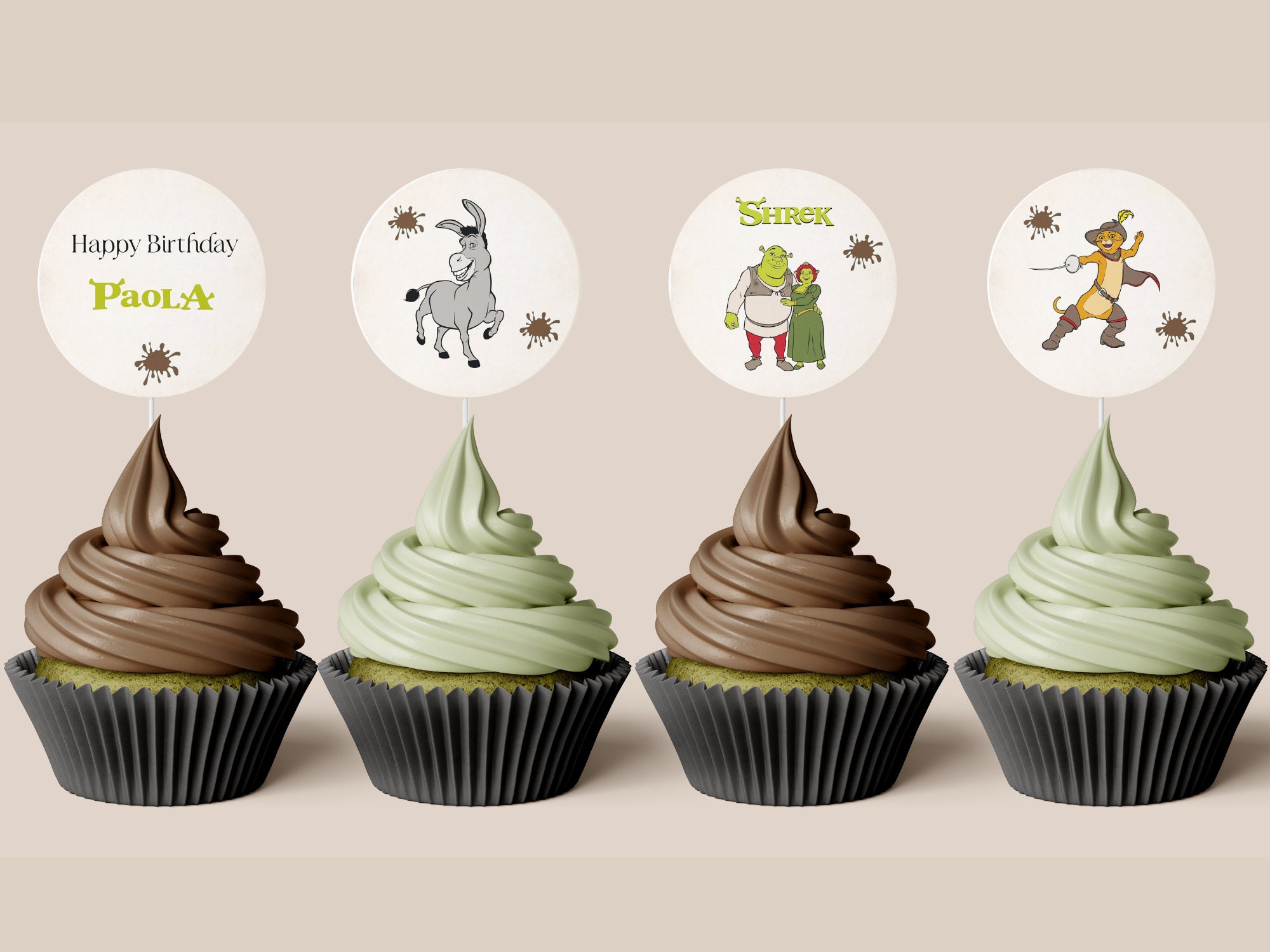 Top off Your Shrek Party Bash With Editable Cupcake Toppers Etsy